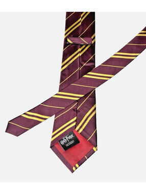 Harry Potter Gryffindor Men's Silk Tie Maroon Yellow Striped 3.375"x58" EUC